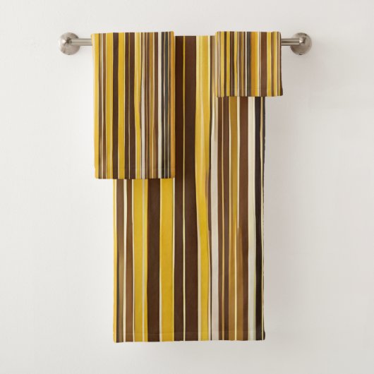 Gele, oker, bruine strepen bad handdoek (Insitu)