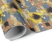 Gele okerbloemen cadeaupapier (Rol Hoek)