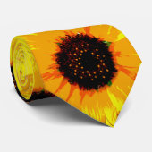 Gele olie Gedopte zonnebloemen, nekdas Stropdas (Opgerold)