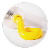 Gele olieverf keramische knop (Voorkant)