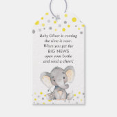 Gele Olifant Baby Jongen Douche Mini Fles Favor Cadeaulabel (Voorkant)