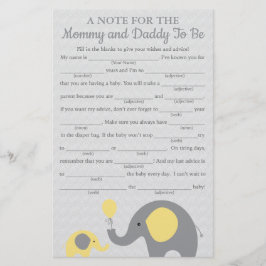 Gele Olifant Baby Shower Advies Spelkaarten