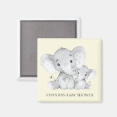 Gele Olifant Baby shower Favor Magnet (Voorkant / Achterkant)