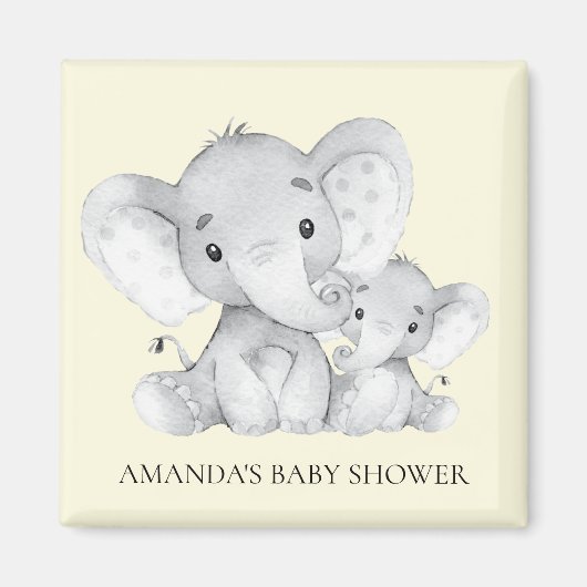 Gele Olifant Baby shower Favor Magnet (Voorkant)
