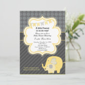 Gele olifant Baby shower Uitnodiging (Staand voorkant)