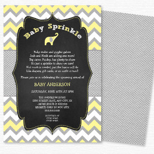 Gele olifant baby sprinkle, baby shower kaart