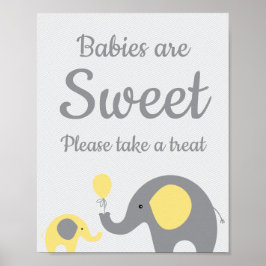 Gele olifant baby's zijn zoet Neem een Treatbord Poster