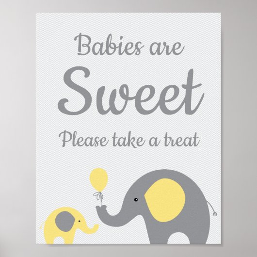 Gele olifant baby's zijn zoet Neem een Treatbord Poster (Voorkant)