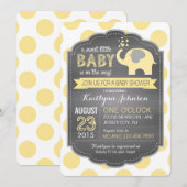 Gele olifant en Stippen Baby shower Kaart (Voorkant / Achterkant)