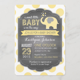 Gele olifant en Stippen Baby shower Kaart