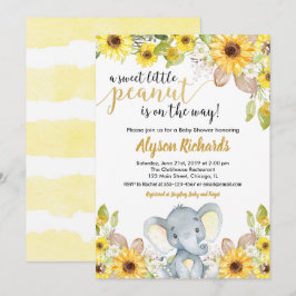 Gele olifant genderneutraal floraal baby shower kaart