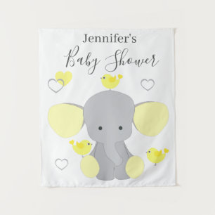 Gele Olifant Jongen Meisje Baby Shower Achtergrond Wandkleed