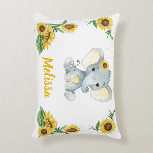 Gele olifant meisje Aangepaste naam Kussen (Voorkant(Verticaal))