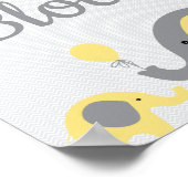 Gele olifant Onderteken het Baby shower voor blokk Poster (Hoek)