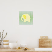 Gele olifant op Mint Green Poster (Keuken)