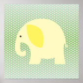 Gele olifant op Mint Green Poster (Voorkant)