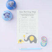 Gele olifant raadt het Baby Song Shower Game Flyer (Enkel)