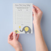Gele olifant raadt het Baby Song Shower Game Flyer (Hand)