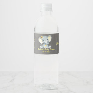 Gele Olifant water flesetiket voor meisje Waterfles Etiket