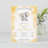 Gele olifant Waterverf Baby shower Kaart (Staand voorkant)