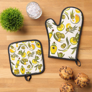 Gele Olijfolie Ovenwant & Pannenlap Set