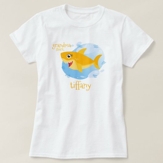 Gele oma haai t-shirt (Design voorkant)