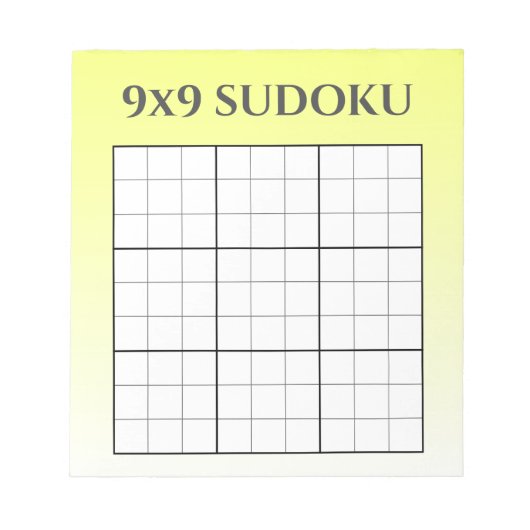 Gele Ombre 9x9 Sudoku Grid Sjabloon Notitieblok (Voorkant)