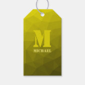 Gele ombre geometrische mesh patroon Monogram Cadeaulabel (Voorkant)