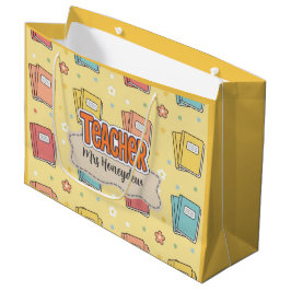 Gele Onderwijs School Boeken Patroon  Groot Cadeauzakje