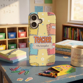 Gele Onderwijs Schoolboeken Patroon  iPhone 16 Hoesje