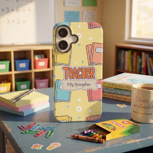 Gele Onderwijs Schoolboeken Patroon iPhone 16 Hoesje