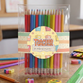 Gele Onderwijs Schoolboeken Patroon  Ronde Sticker