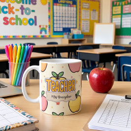 Gele Onderwijsappel Schoolpatroon Koffiemok