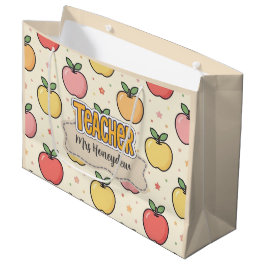 Gele Onderwijzer School Appel Patroon Groot Cadeauzakje
