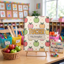Gele Onderwijzer School Appel Patroon Notitieboek