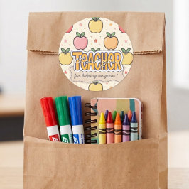 Gele Onderwijzer School Appel Patroon Ronde Sticker