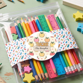 Gele Onderwijzer School Appel Patroon Ronde Sticker