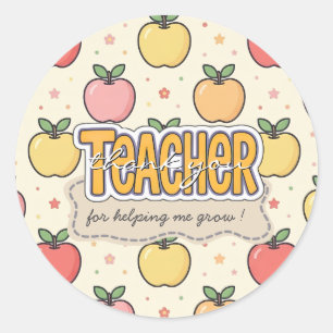 Gele Onderwijzer School Appel Patroon  Ronde Sticker
