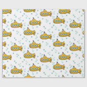 Gele onderzeeblauwe sterren cadeaupapier (Vlak)