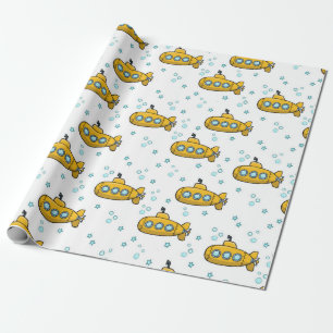 Gele onderzeeblauwe sterren cadeaupapier