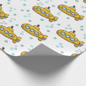 Gele onderzeeblauwe sterren cadeaupapier (Hoek)