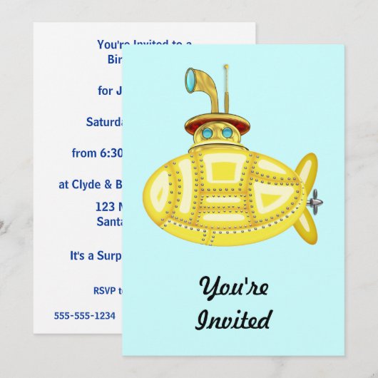 Gele onderzeeboot kaart (Voorkant / Achterkant)