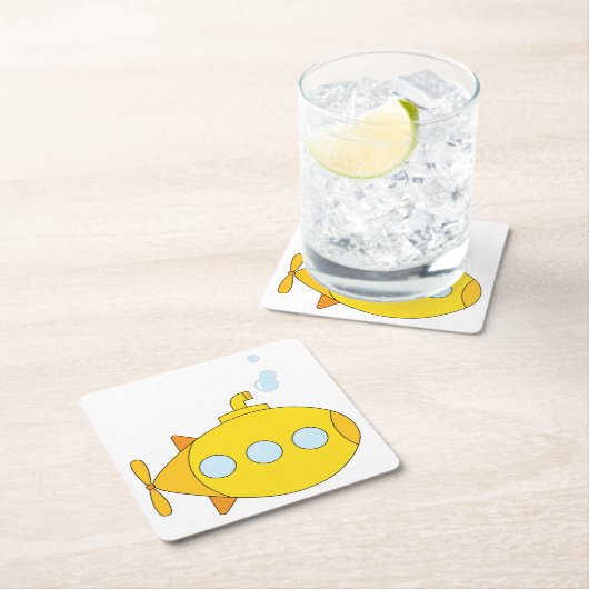 Gele onderzeeboot kartonnen onderzetters (Insitu)