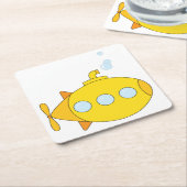 Gele onderzeeboot kartonnen onderzetters (Schuin)