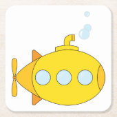 Gele onderzeeboot kartonnen onderzetters (Voorkant)