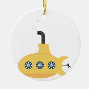 Gele onderzeeboot keramisch ornament