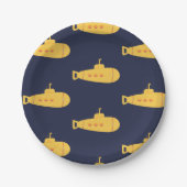 Gele onderzeeboot papieren bordje (Voorkant)