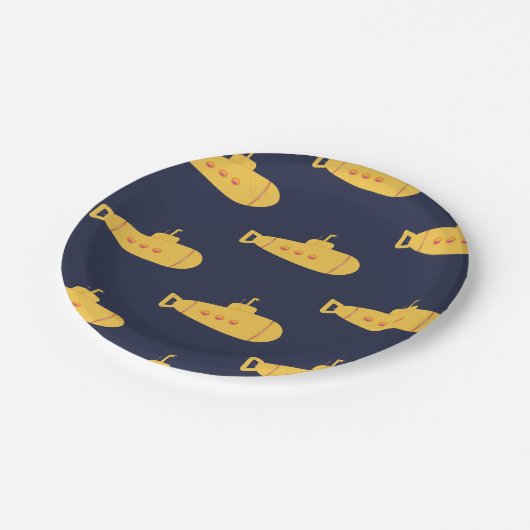 Gele onderzeeboot papieren bordje (Gekanteld)