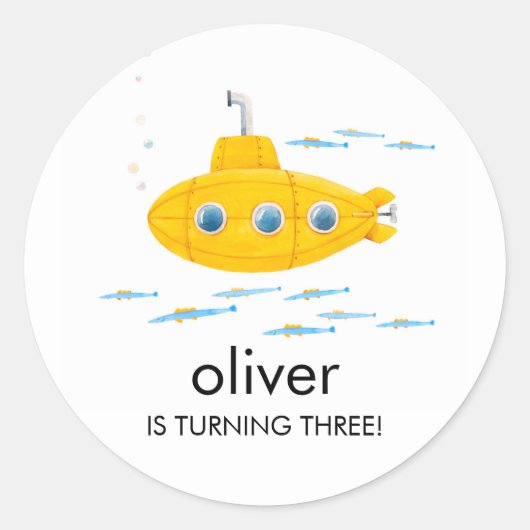 Gele onderzeeboten Birthday Envelope Sticker (Voorkant)