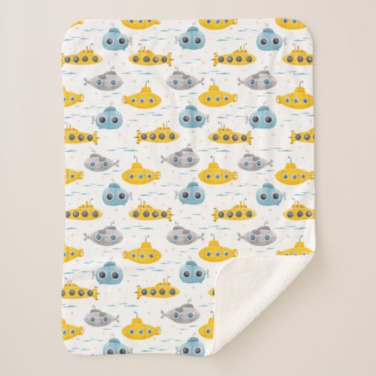 Gele onderzeeër Pattern Kinder Blanket Sherpa Deken (Voorkant)